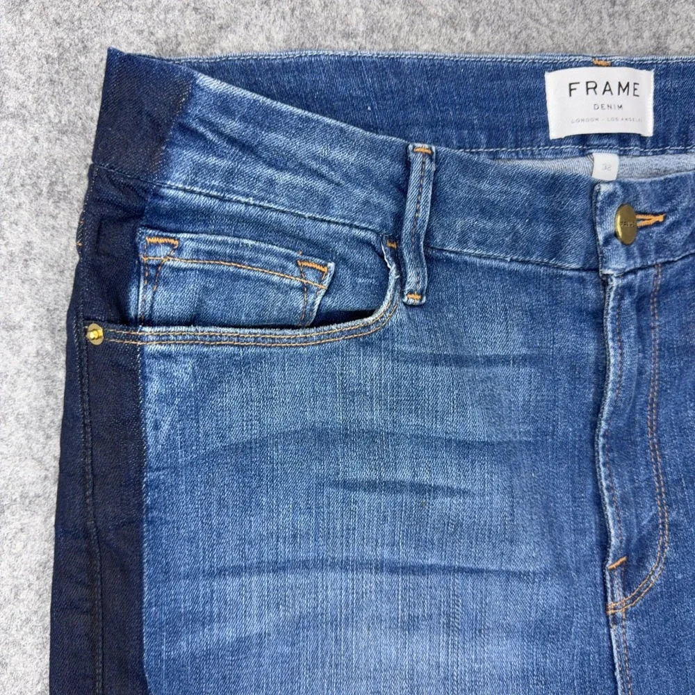 FRAME Jeans Women 32 Blue Le Crop Mini Boot High Rise Stripe Stretch Denim Pants